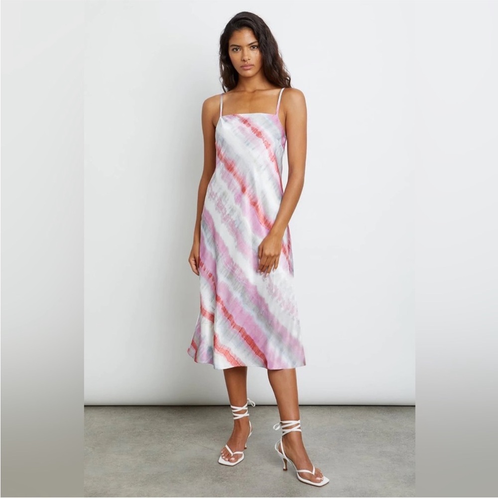 RAILS Mina Coral Waves Slip Pink and Purple Midi Dress Size L